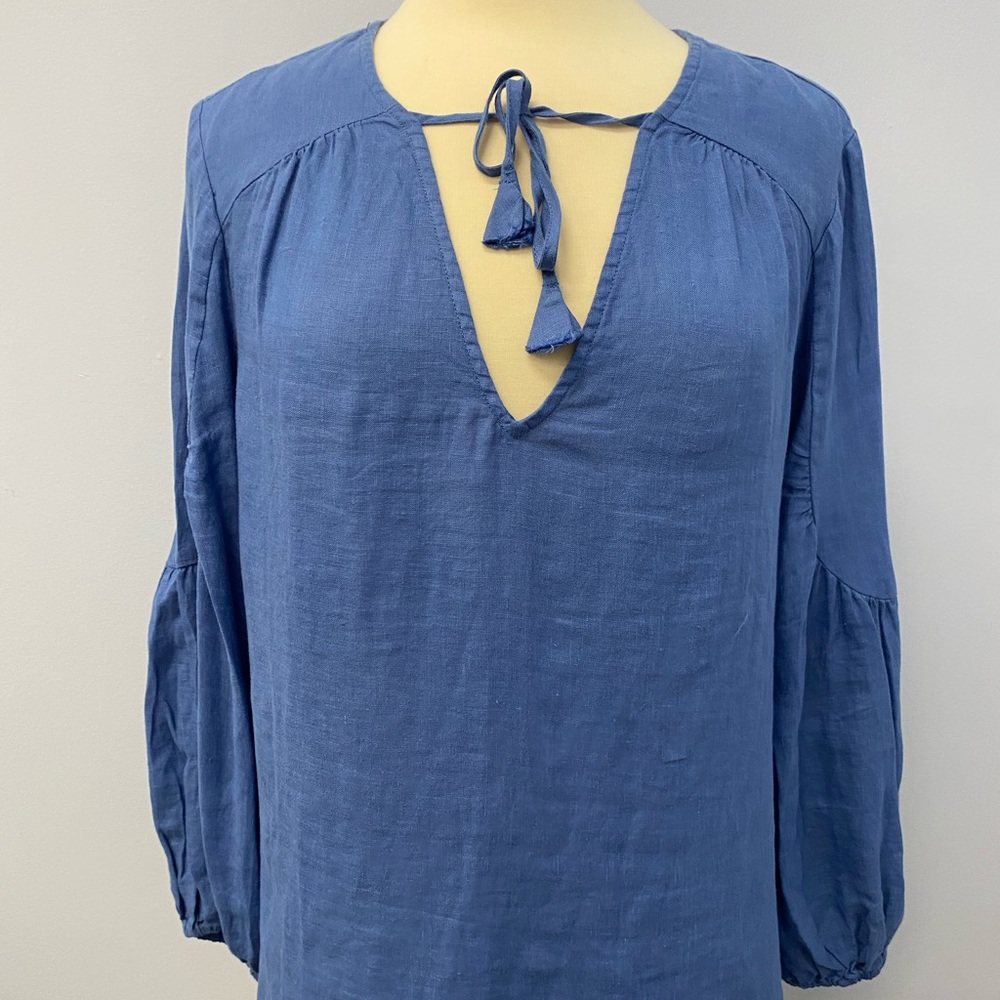 Maeve for Anthropologie Linen Peasant Top